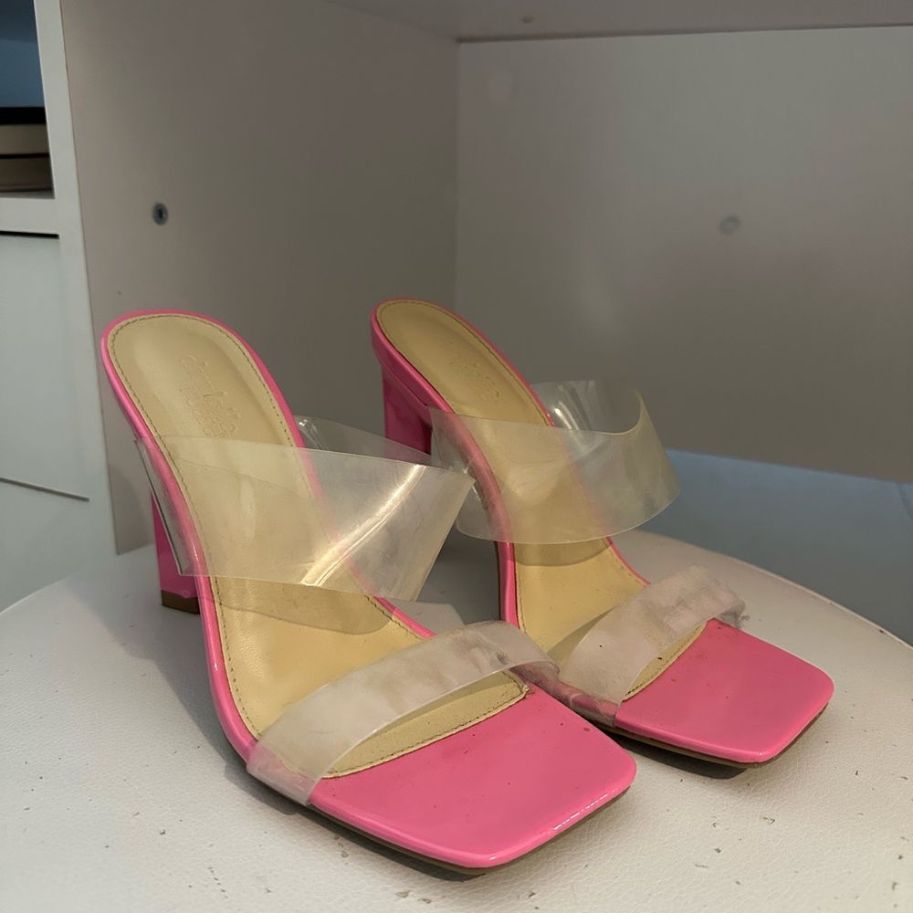 Charlotte Russe Pink Transparent Strap Heels